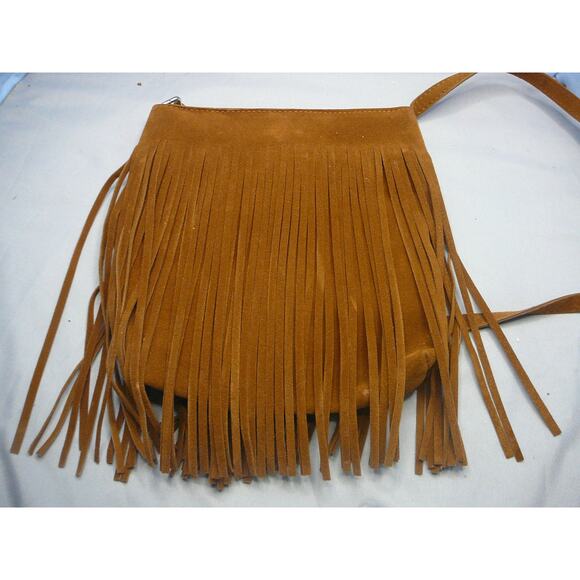 Unbranded Suede Fringe Leather Flat Crossbody Purse - Picture 3 of 6